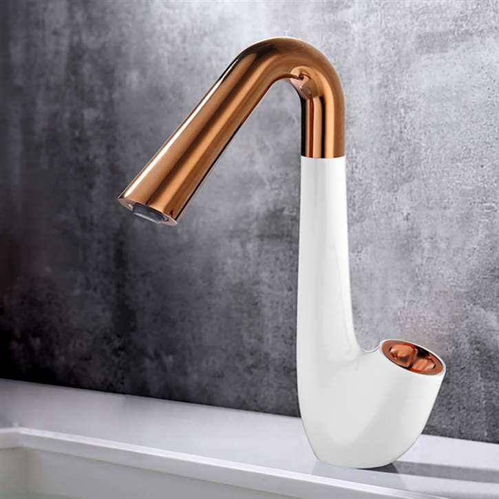 Fontana Commercial White and Rose Gold Automatic Sensor Hands Free Faucet