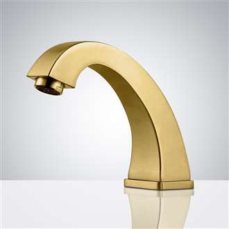 photo of Sassari Brushed Gold Commercial Restroom Deck Mount Touchless Sensor Faucet