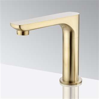 Commercial Restroom Brushed Gold Touchless Automatic Sensor Hands-Free Faucet