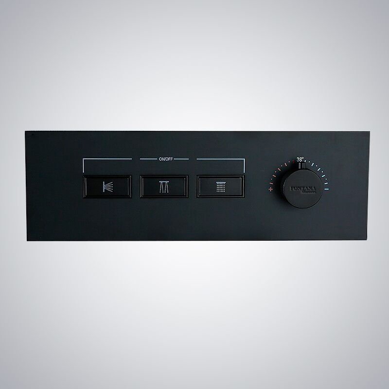 Fontana Shower In Matte Black Finish Four Function Shower Mixer Thermostatic Valve