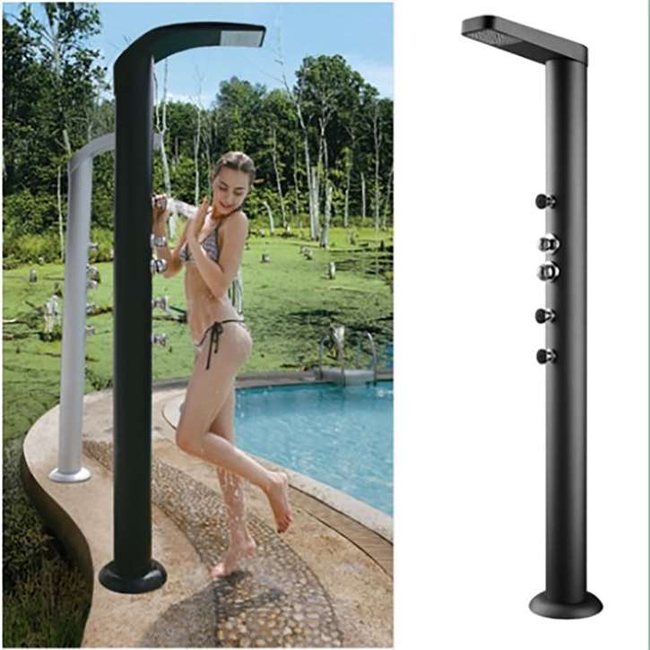 Fontana Creteil Rainfall Floor Mounted Aluminum Outdoor Shower Panel With Body Jets Massage