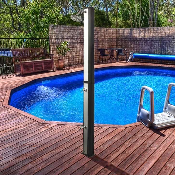 Fontana Dax Silver High Quality Garden Shower With UV Resistant Water Tank 35L Solar Shower Panel