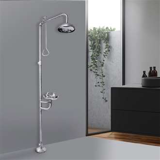Fontana Deauville Floor Standing Emergency Shower Faucet With Eyes Washer Cleaner