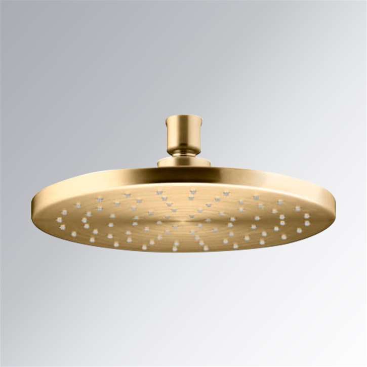 Fontana Bavaria Vibrant Bushed Gold 1.75 GPM Rain Shower Head with MasterClean Spray Face and Katalyst Air-Induction Technology