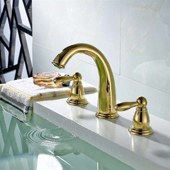 Paris Two Handle Centerset Gold Bathroom Sink Faucet