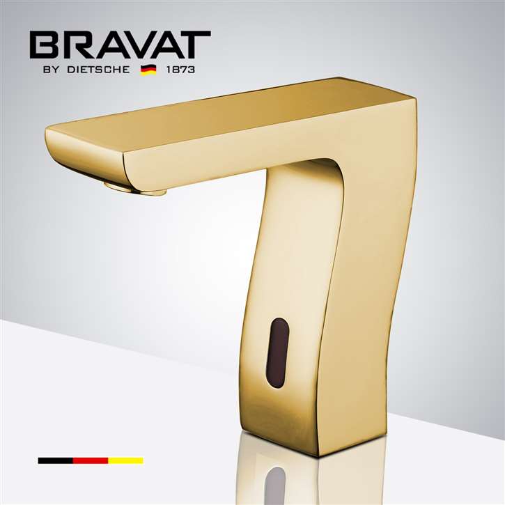 Bravat Trio Commercial Automatic Motion Sensor Faucet Brushed Gold Finish