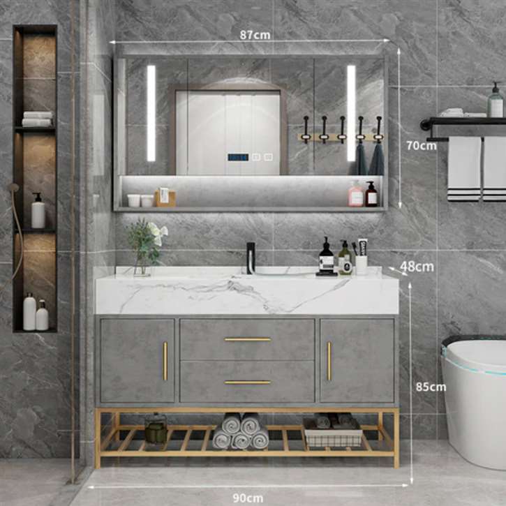 Fontana Marble Light Luxury Bathroom Sink Cabinet Set Toilet Wash Table Floor Type Bathroom Vanities