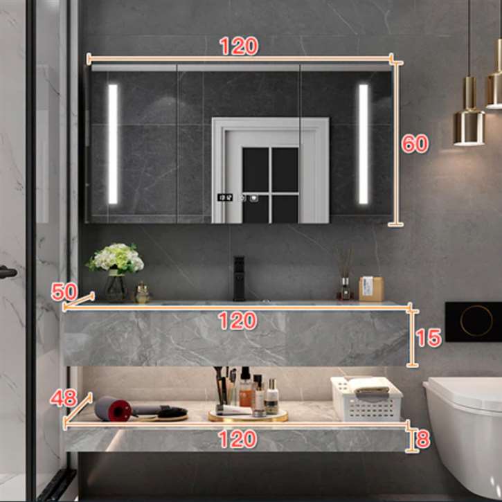Fontana Modern Minimalist Smart Cabinet Bathroom Set With Sink
