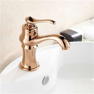 Paris Single Handle Rose Gold Finish Bathroom Mixer Sink Faucet