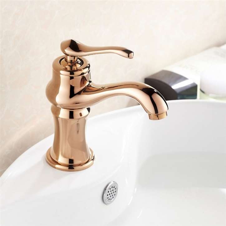 Paris Single Handle Rose Gold Finish Bathroom Mixer Sink Faucet