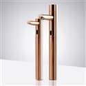 Fontana Tall Rose Gold Commercial Automatic Touch-Free Lavatory Bathroom Sink Sensor Faucet and Soap Dispenser