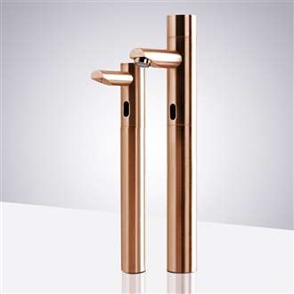 Fontana Tall Rose Gold Commercial Automatic Touch-Free Lavatory Bathroom Sink Sensor Faucet and Soap Dispenser