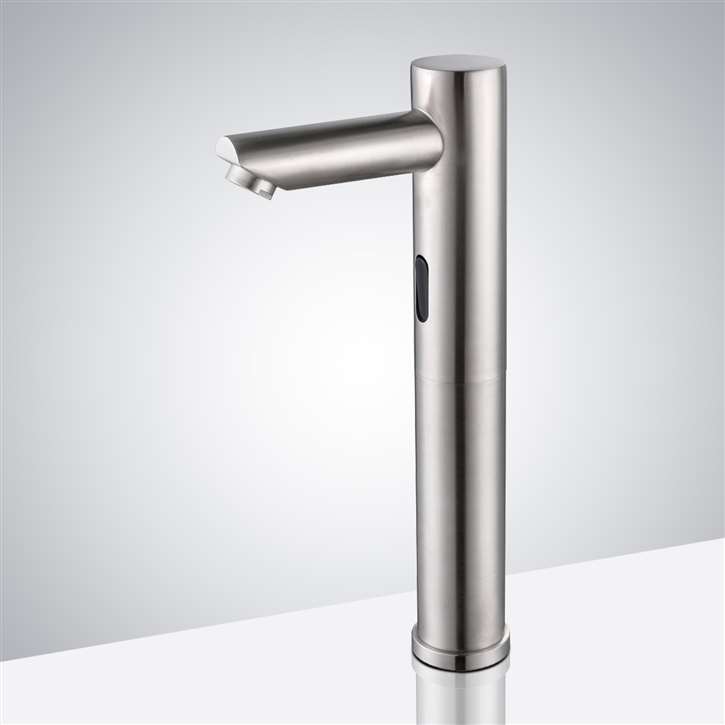 Fontana Tall Commercial Automatic Touch-Free Lavatory Bathroom Sink Sensor Faucet Brushed Nickel Finish