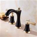 Saiyue Dual Handles Gold & Black Widespread Bathroom Sink Faucet