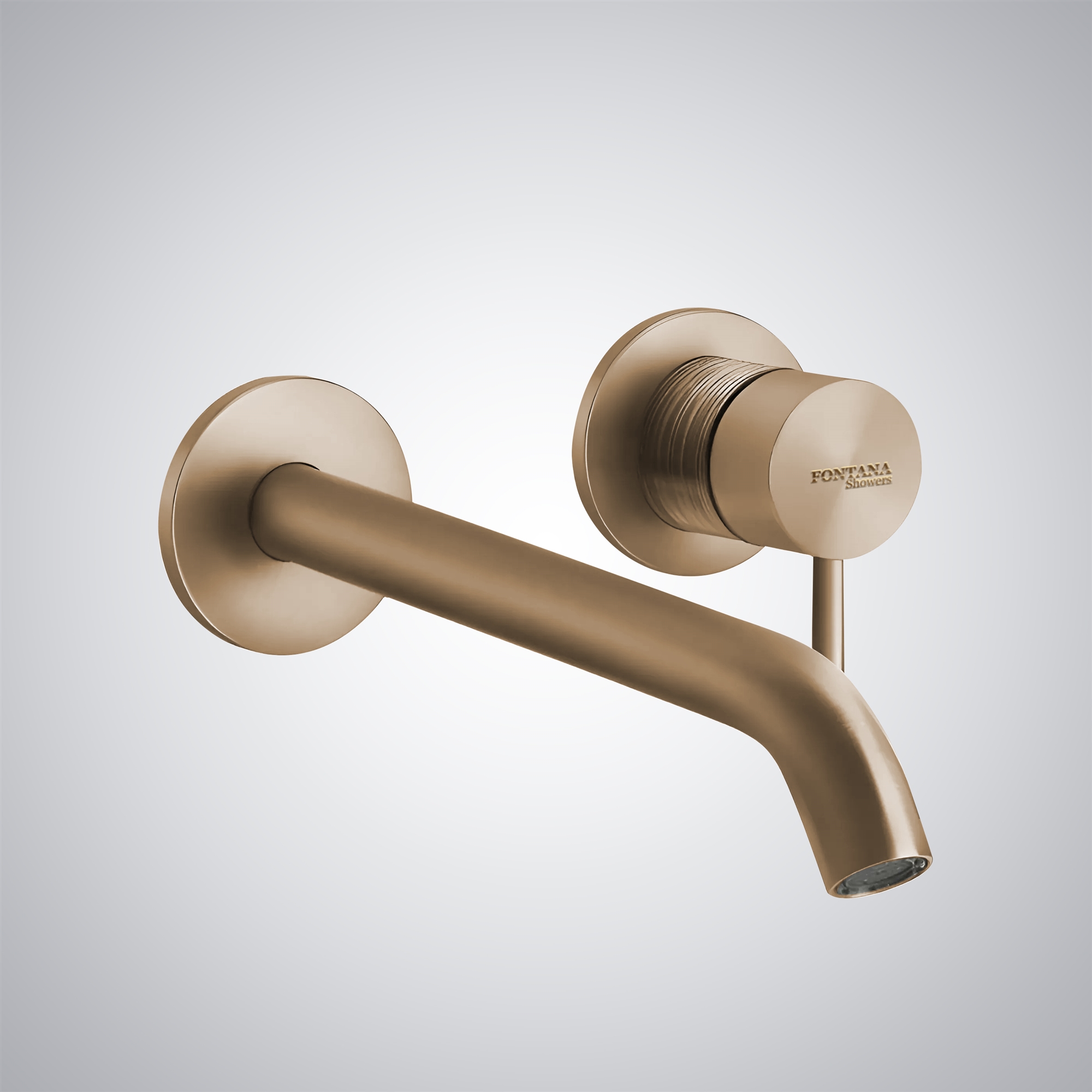 Fontana Wall-Mounted Faucet in Warm Bronze Brushed Finish Equipped with Round Pin Wall Mixer