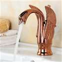 Luna Rose Gold Brass Swan Vanity Sink Faucet