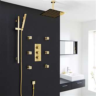 Gold Plated Thermostatic Rainfall Shower System