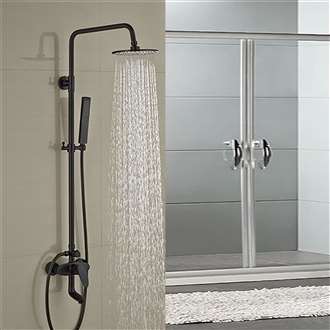 Fontana Milo Round Style Matte Black Shower Faucet Set W/ Hand Shower Sprayer