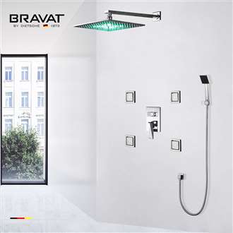 Bravat  Stainless Steel Jetted Body Massage LED Shower Head Set with Handheld Shower