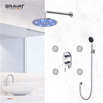 Bravat  Stainless Steel Jetted Body Massage LED Shower Head Set with Handheld Shower