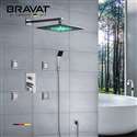 Bravat  Stainless Steel Jetted Body Massage LED Shower Head Set with Handheld Shower