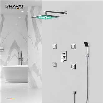 Bravat  Stainless Steel Jetted Body Massage LED Shower Head Set with Handheld Shower