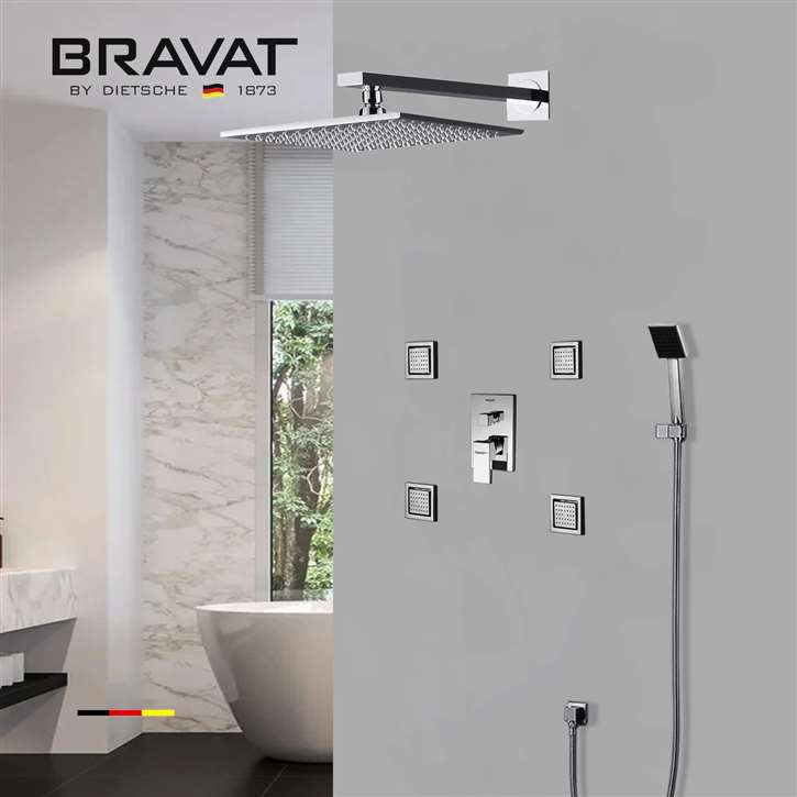 Bravat  Stainless Steel Jetted Body Massage Shower Head Set with Handheld Shower