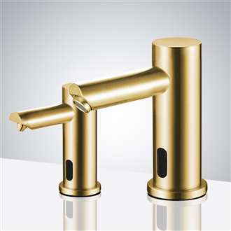 Fontana Brushed Gold Commercial Automatic Dual Touchless Sensor Faucet and Soap Dispenser