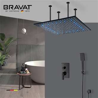 Fontana Berlin Matte Black Square Color Changing LED Rain Shower System