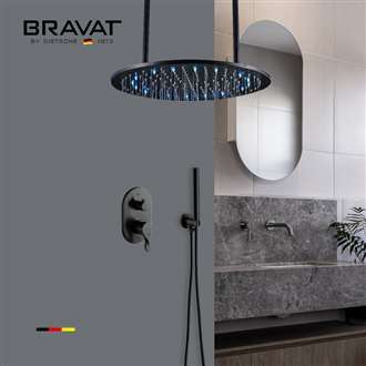 Fontana Berlin Matte Black Square Color Changing LED Rain Shower System