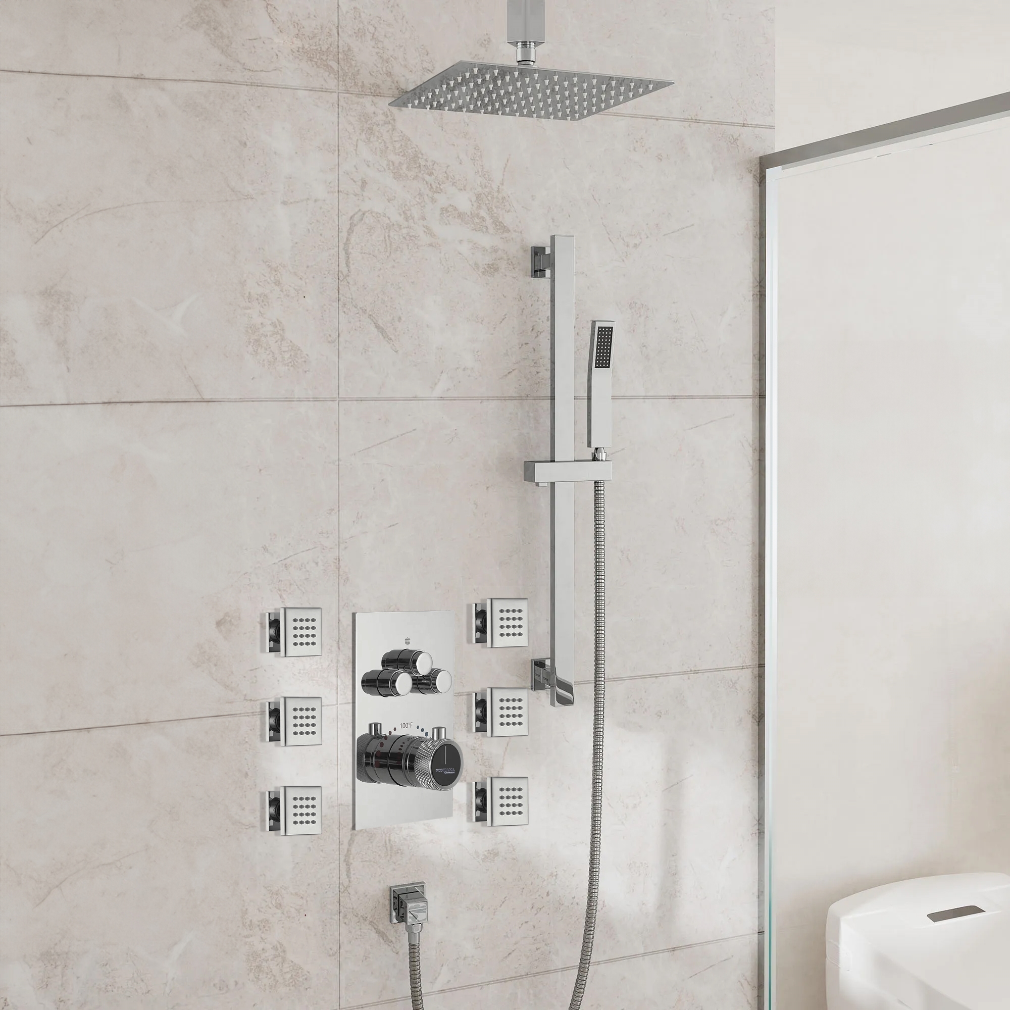 Fontana Meyzieu Chrome Multifunctional Shower Set