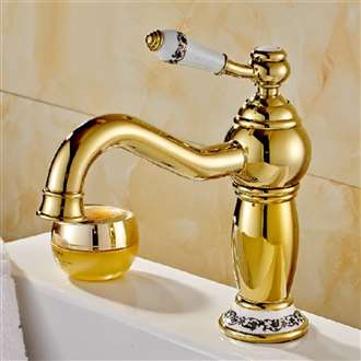 Rio Gold Plated Sink Faucet with Ceramic Accents