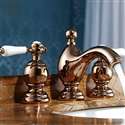 Rose Gold Plated 3 pcs Mixer Sink Faucet With Dual Ceramic Handle