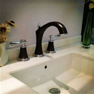 Reno Luxueux 8 Inch Chrome & Oil Rubbed Bronze Widespread Bathroom Faucet