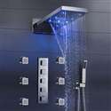 Fontana Mugla 22" LED Thermostatic Waterfall Rain Shower Head with Massage Body Sprays and Hand Shower