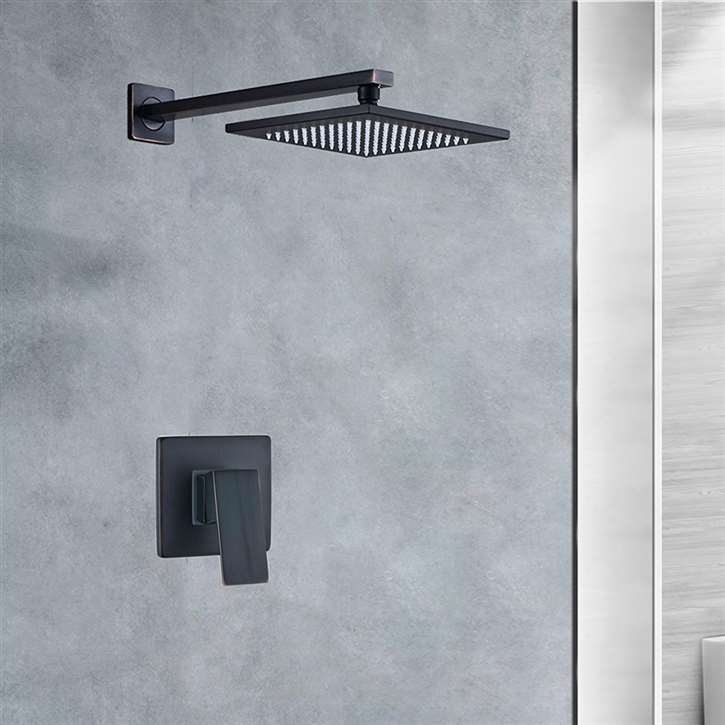 Matte Black 12 Inch Bathroom Rain Shower Faucet Set
