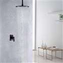 Round Matte Black 12 Inch Bathroom Rain Shower Faucet Set With LED Color