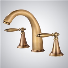 Reno Antique Brass Deck Mount Dual Handles sink Faucet