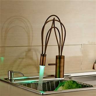 LED Contemporary Brass Single Lever Swivel Spout Faucet