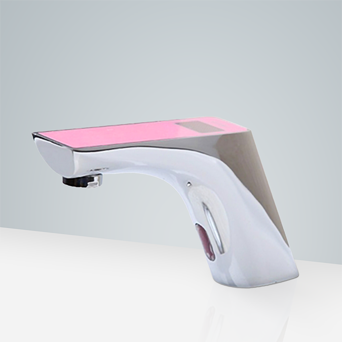 Romo Commercial Motion Chrome Automatic Sensor Faucet Digital Display - Pink Top