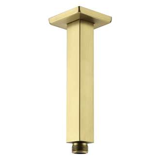 Fontana Brushed Gold Finish Brass Square Shower Arm Ceiling Mount Bathroom Shower Holder Bar
