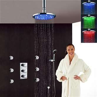Fontana Versilia Color Changing LED Shower Head with Adjustable Body Jets and Mixer