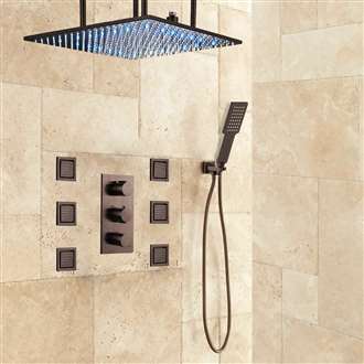 Fontana Sierra Light Oil Rubbed Bronze Multi Color Led Shower head with Adjustable Body Jets and Mixer (Solid Brass)