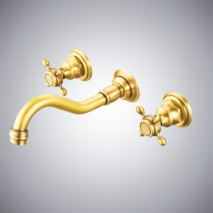 Fontana Firminy Brushed Gold Wall Mount Faucet With Two Handle