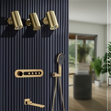 Fontana Cotteridge In Brushed Gold Finish Stainless Steel Thermostatic With Digital Display Copper Bathroom Mixer In Shower Set
