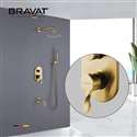 Bravat Wall Mount Gold Rainfall Mixer Shower Set