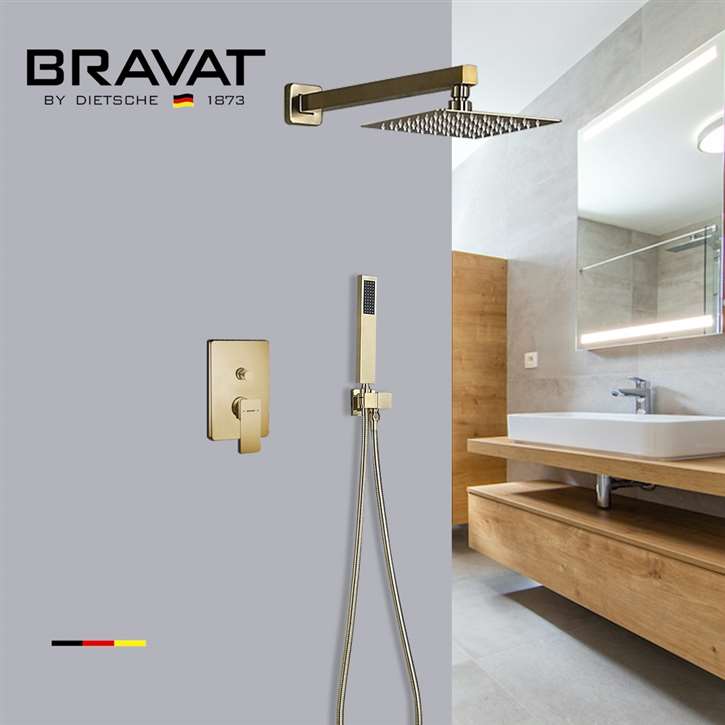 Bravat Wall Mounted Brushed Rainfall Mixer Shower Set