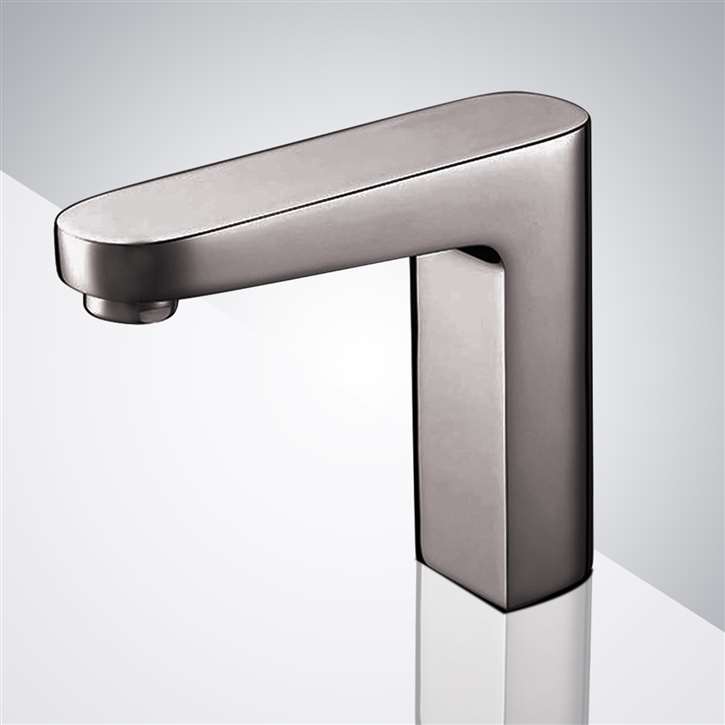 Fontana Sierra Commercial Brushed Nickel Touchless Automatic Sensor White Sink Faucet