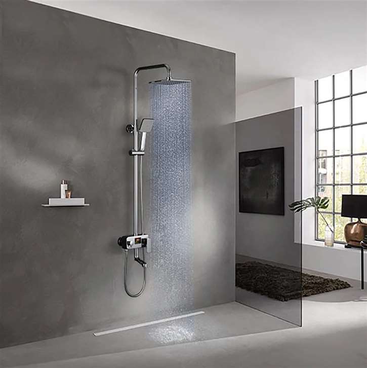 Renaldo Chrome Temperature Control Color Changing Led Shower Set