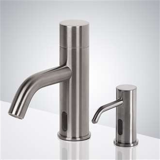 Fontana Brushed Nickel Commercial Touchless Bathroom Automatic Motion Sensor Faucet with Soap Dispenser